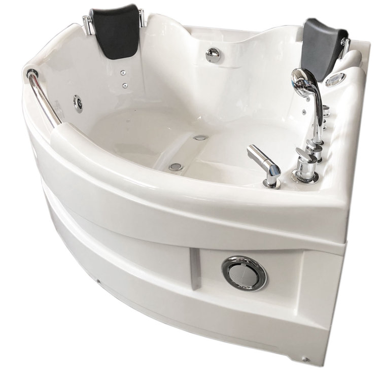 Simba USA Whirlpool Corner Bathtub Hydrotherapy Ginevra 59.05" And Heater 2 Person Hot Tub Wayfair